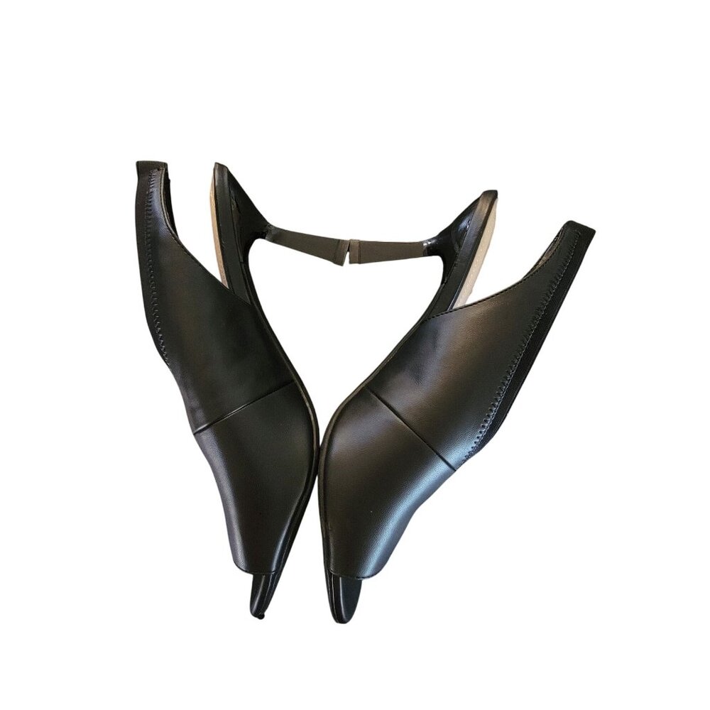 Alfani Ceal Black Slingback Peep-Toe Kitten Heel Shoes 10M - Picture 3 of 6